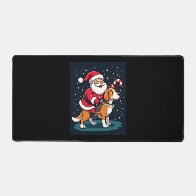 Beagle Xmas Éclairage Père Noël équitation Beagle  (Recto)