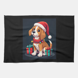 Beagle Xmas Lighting Santa Beagle Dog Weihnachten Geschirrtuch