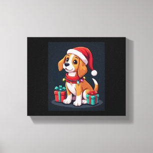 Beagle Xmas Lighting Santa Beagle Dog Weihnachten Leinwanddruck