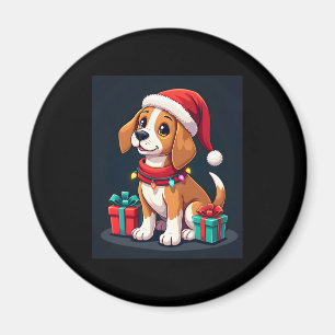 Beagle Xmas Lighting Santa Beagle Dog Weihnachten Magnet