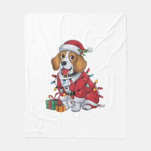Beagle Xmas Lighting Santa Beagle Hund Weihnachten Fleecedecke
