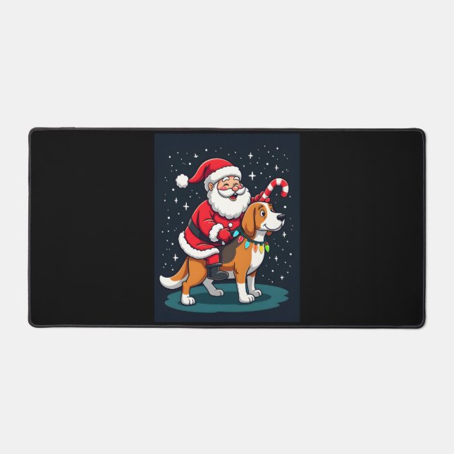 Beagle Xmas Lighting Santa Riding Beagle Dog Chris (Recto)