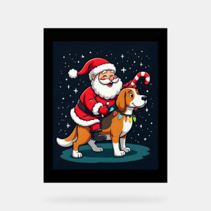 Beagle Xmas Lighting Santa Riding Beagle Dog Chris Acrylschild