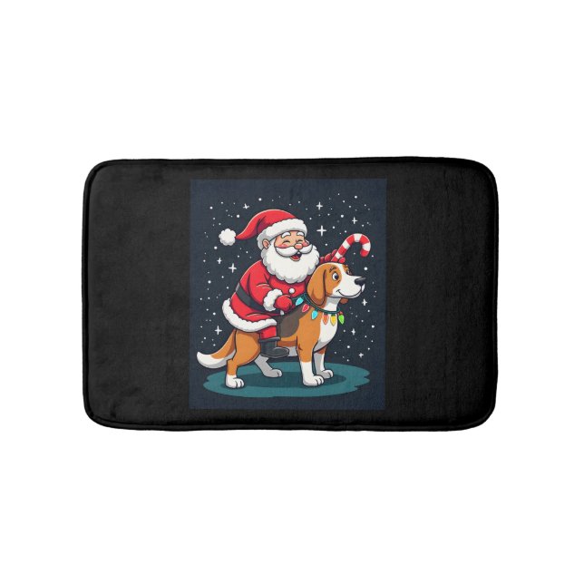 Beagle Xmas Lighting Santa Riding Beagle Dog Chris Badematte (Vorderseite)