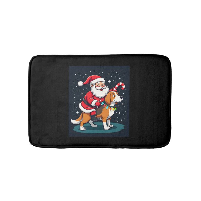 Beagle Xmas Lighting Santa Riding Beagle Dog Chris Badematte (Vorderseite)