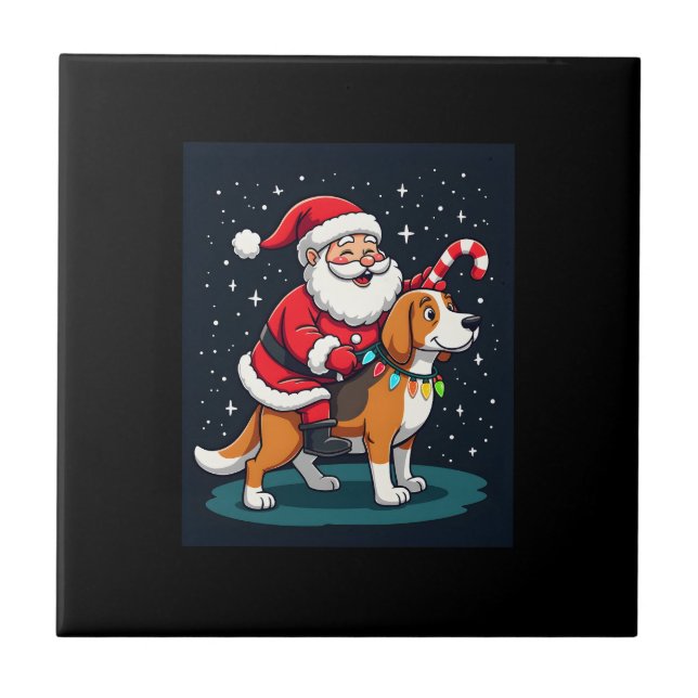 Beagle Xmas Lighting Santa Riding Beagle Dog Chris Fliese (Vorderseite)