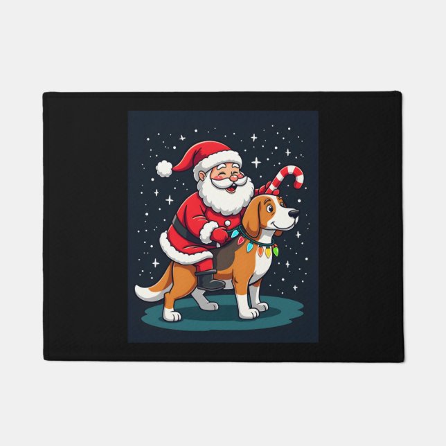 Beagle Xmas Lighting Santa Riding Beagle Dog Chris Fußmatte (Vorderseite)