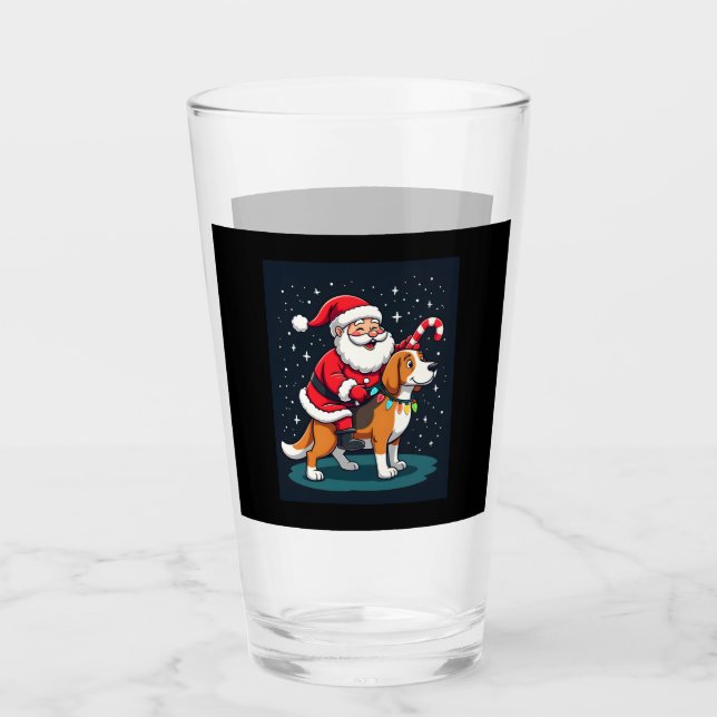 Beagle Xmas Lighting Santa Riding Beagle Dog Chris Glas (Vorderseite)