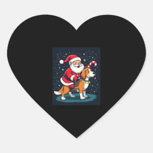 Beagle Xmas Lighting Santa Riding Beagle Dog Chris Herz-Aufkleber