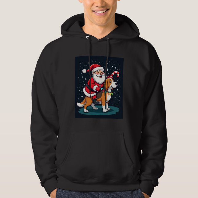 Beagle Xmas Lighting Santa Riding Beagle Dog Chris Hoodie (Vorderseite)