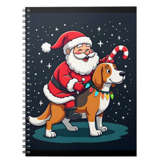 Beagle Xmas Lighting Santa Riding Beagle Dog Chris Notizblock (Vorderseite)