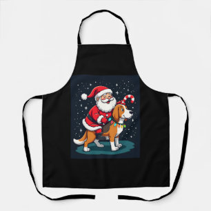 Beagle Xmas Lighting Santa Riding Beagle Dog Chris Schürze