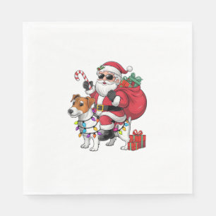 Beagle Xmas Lighting Santa Riding Beagle Dog Chris Serviette