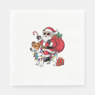 Beagle Xmas Lighting Santa Riding Beagle Dog Chris Serviette
