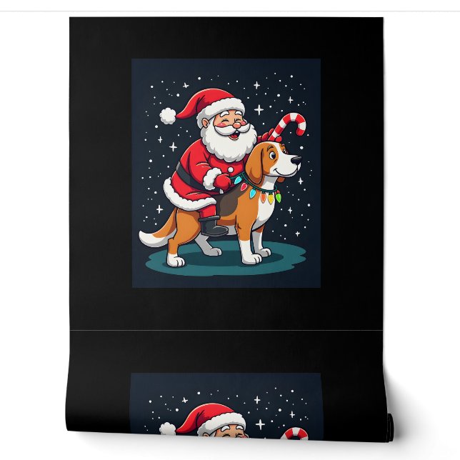 Beagle Xmas Lighting Santa Riding Beagle Dog Chris Tapete (Abrollen)