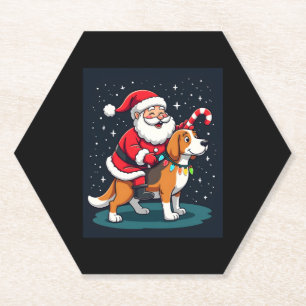 Beagle Xmas Lighting Santa Riding Beagle Dog Chris Untersetzer
