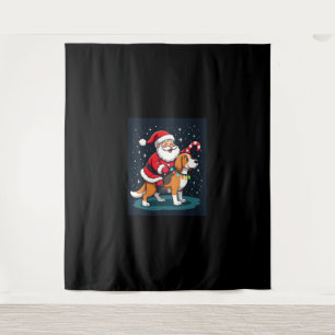 Beagle Xmas Lighting Santa Riding Beagle Dog Chris Wandteppich