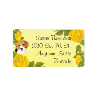 Beagles und Gelbe Rosen Adressaufkleber