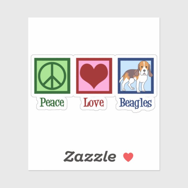 Beagles zur Liebe des niedlichen Friedens Aufkleber (Blatt)