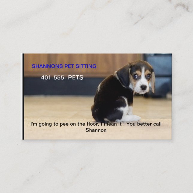 Beaglewelpe, werde ich auf dem Boden, I pinkeln… Visitenkarte (Vorderseite)