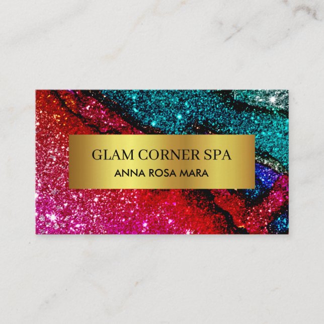 *~* Beaitu Luxury Glam Rainbow QR Glitzer Glitz Visitenkarte (Vorderseite)