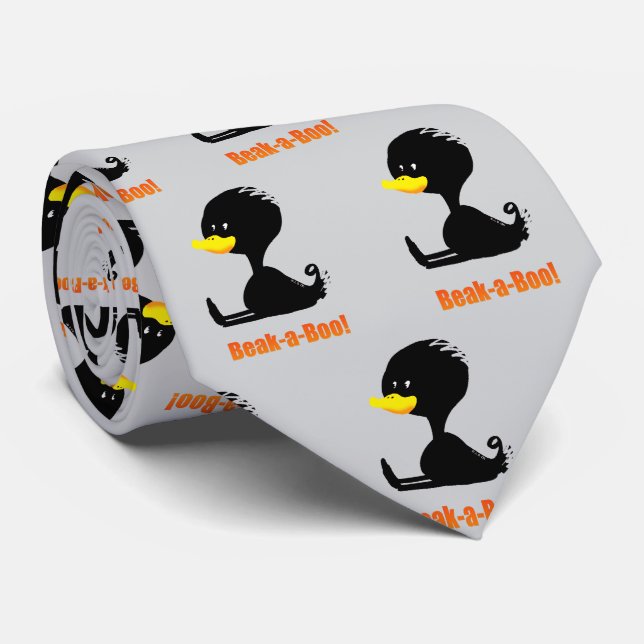 Beak-a-Boo! Cute Cartoon Duck with Funny Pun Krawatte (Gerollt)