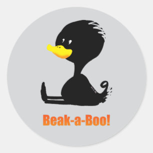 Beak-a-Boo! Süße Cartoon-Ente mit lustigem Wortspi Runder Aufkleber