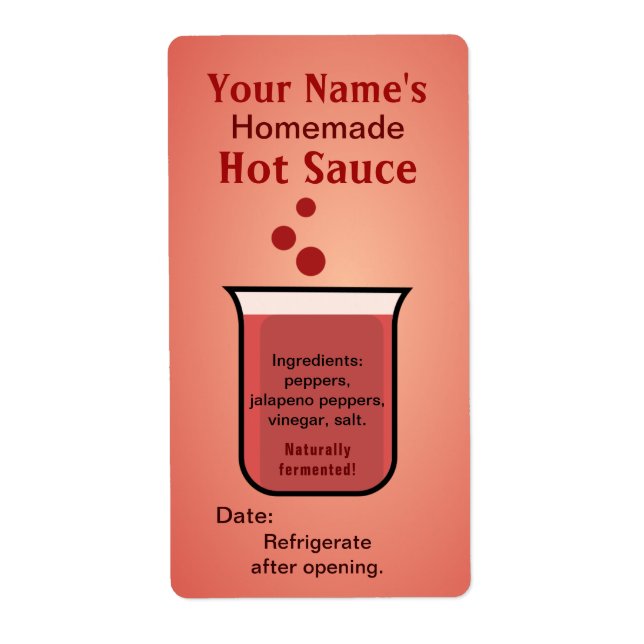 Beaker Personalized Hot Sauce Labels Template (Vorne)