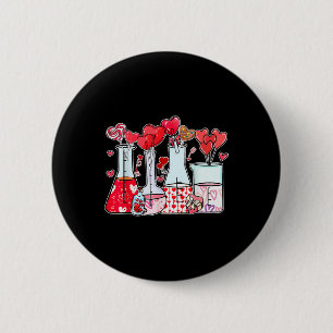 Beaker Test Tube Heart Laboratory Valentines Scien Button