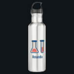 Beaker & Test Tube Science Theme Edelstahlflasche<br><div class="desc">Wasserflasche mit niedlichem zeichn eines Reagenzglases und eines Bechers. Ideal für Wissenschaftsarten.</div>