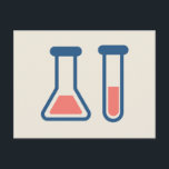 Beaker & Test Tube Science Theme Postkarte<br><div class="desc">Eine Postkarte mit einem niedlichen zeichn eines Reagenzglases und eines Bechers. Ideal für Wissenschaftsarten.</div>