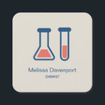 Beaker & Test Tube Science Theme Quadratische Visitenkarte<br><div class="desc">Visitenkarten mit einem niedlichen zeichn von Reagenzglas und Becherglas. Ideal für Wissenschaftsarten.</div>