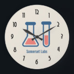 Beaker & Test Tube Science Themed Große Wanduhr<br><div class="desc">A clock with a cute drawing of a test tube and beaker. Perfect for science lovers.</div>
