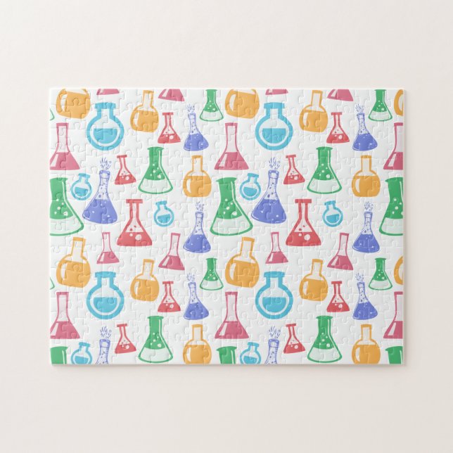 Beakers and Flask Fun Science Pattern (Horizontal)