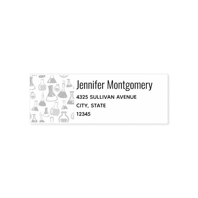 Beakers and Flask Fun Science Pattern Address Permastempel (Design)