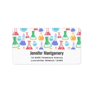 Beakers and Flask Fun Science Pattern Adressaufkleber
