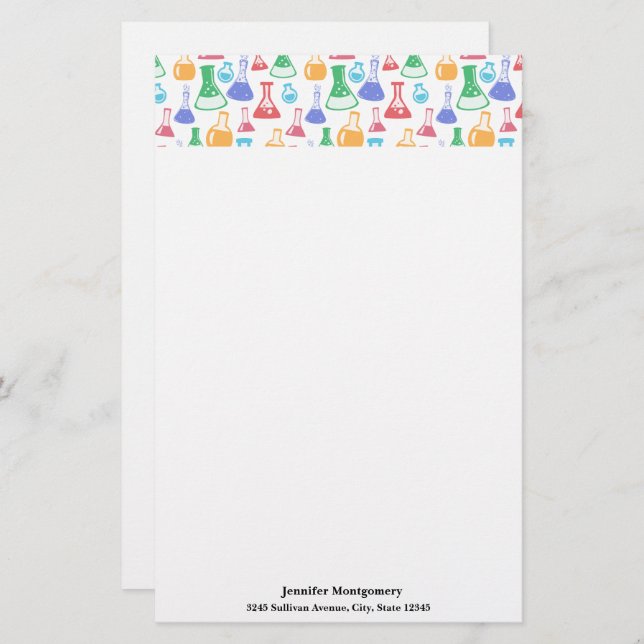 Beakers and Flask Fun Science Pattern Briefpapier (Vorne/Hinten)