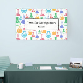 Beakers and Flask Fun Science Pattern Business Banner