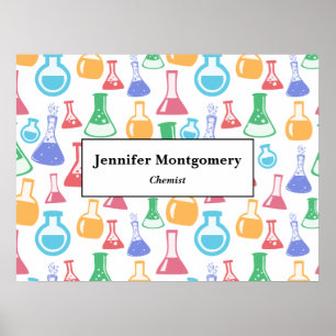 Beakers and Flask Fun Science Pattern Business Poster
