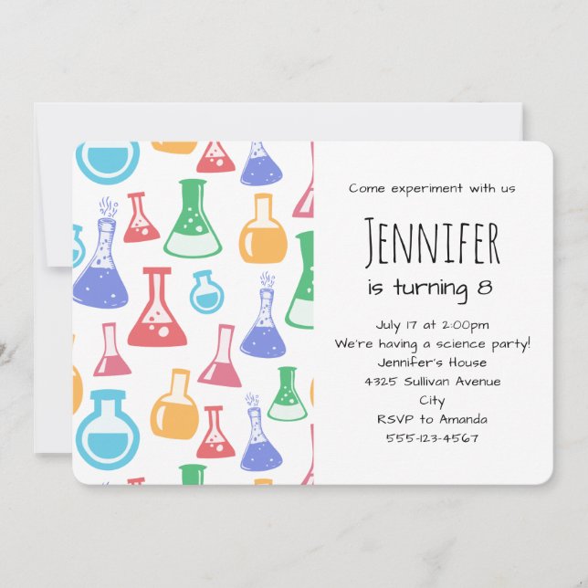 Beakers and Flask Fun Science Pattern Einladung (Vorderseite)