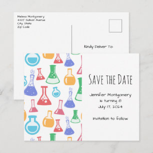 Beakers and Flask Fun Science Pattern Einladungspostkarte