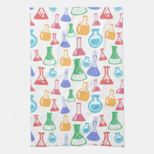 Beakers and Flask Fun Science Pattern Geschirrtuch