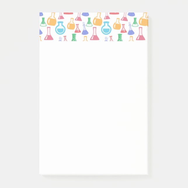 Beakers and Flask Fun Science Pattern Post-it Klebezettel (Vorderseite)