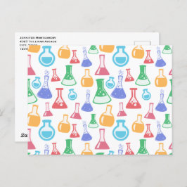 Beakers and Flask Fun Science Pattern Postkarte