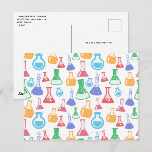 Beakers and Flask Fun Science Pattern Postkarte