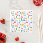 Beakers and Flask Fun Science Pattern Serviette<br><div class="desc">Papierservietten mit einem lustigen und farbenfrohen Muster. Wissenschaftler schauen mit Beakern und Flaschen verschiedener Formen und Größen in hellen,  fröhlichen Farben.</div>