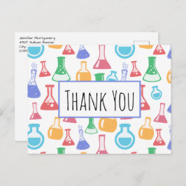 Beakers and Flask Science Pattern Vielen Dank Postkarte