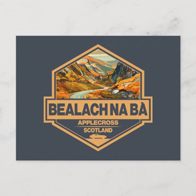 Bealach na Bà Schottland Abzeichen für Reisen Postkarte (Vorderseite)