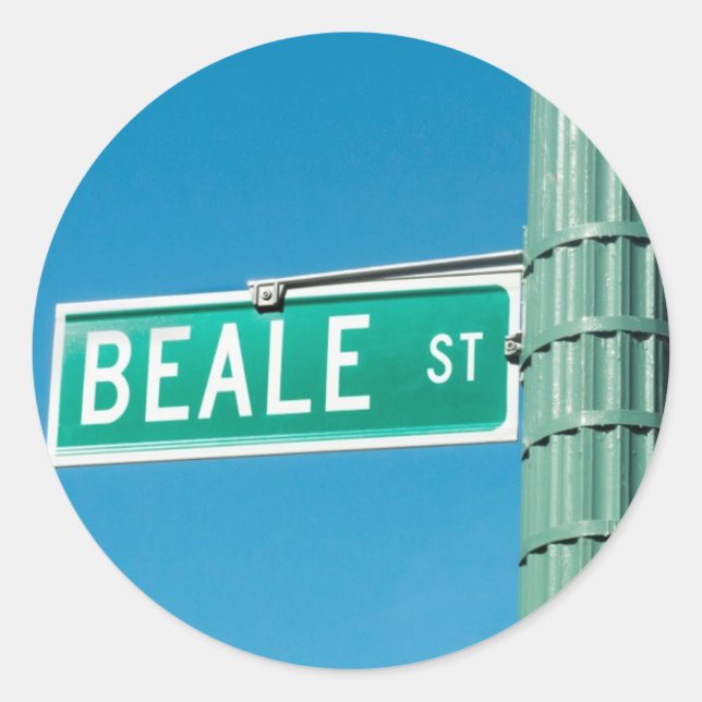 Beale Street Schild Runder Aufkleber (Vorderseite)