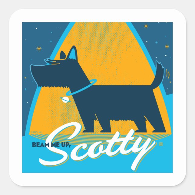 Beam Me Up Scotty Quadratischer Aufkleber (Vorderseite)